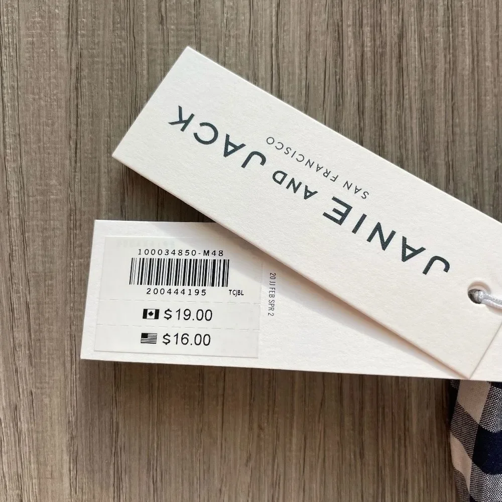 NWT Janie and Jack Gingham Bow Headband Navy One Size
